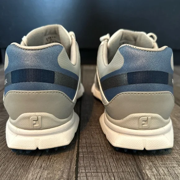 FootJoy Pro SL Men's Spikeless Golf Shoes Size 9 W Leather White Silver Blue - Picture 8 of 13